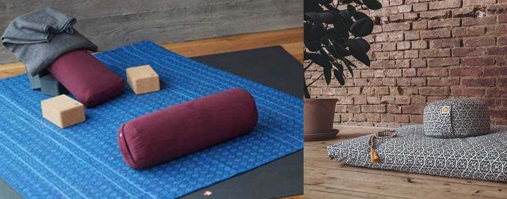 yoga bolsters and blankets