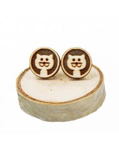 Wooden Earring cat 