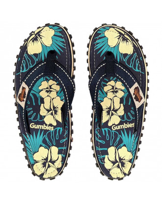 Gumbies Flip-Flops Blue Hibiscus 