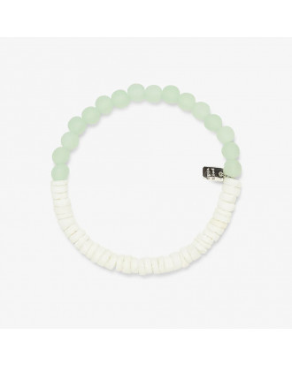 Pura Vida bracelet Puka Shell & Frosted Bead Stretch