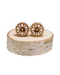 Wooden, hand made earrings Flower