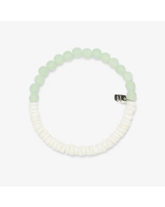 Pura Vida bracelet Puka Shell & Frosted Bead Stretch